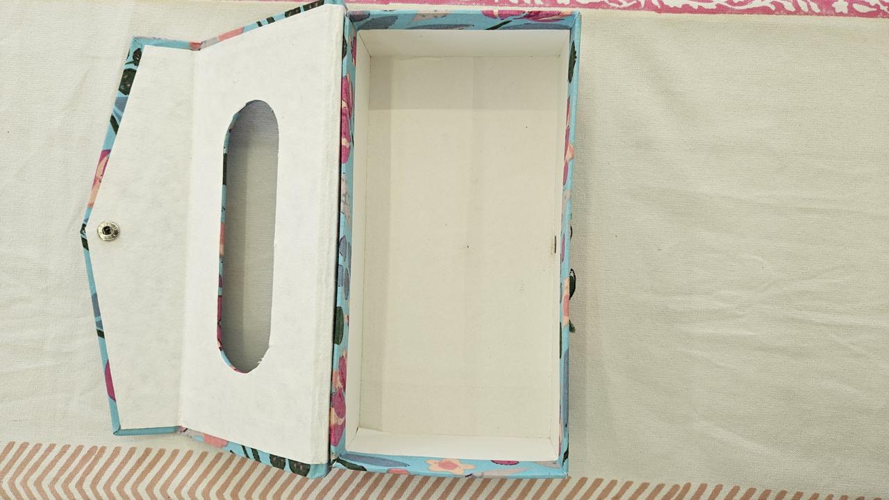 Green Floral Handblock Tissue Box