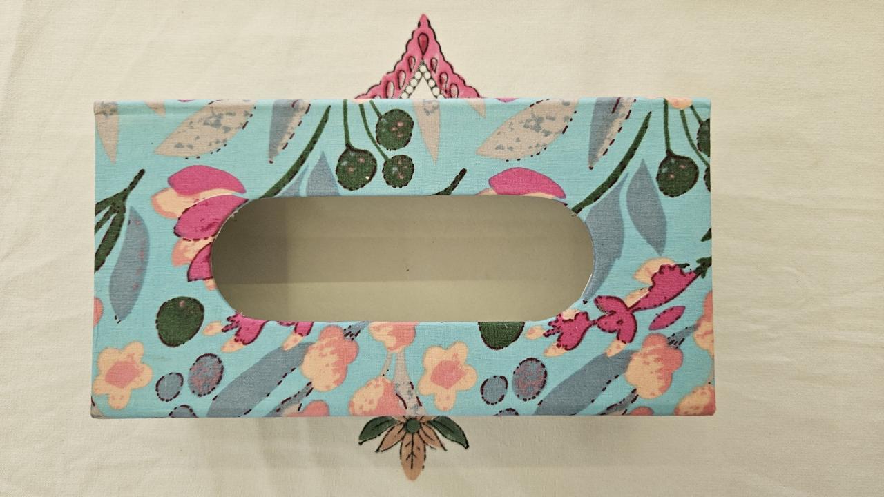 Green Floral Handblock Tissue Box
