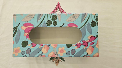 Green Floral Handblock Tissue Box