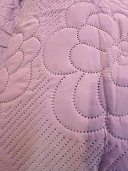 Pink Solid Quilted Cotton Bedcover with 2 Pillow Covers