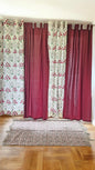 Red Floral Handblock Curtain