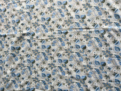 Blue Floral Cotton Single Dohar (Set of 2)