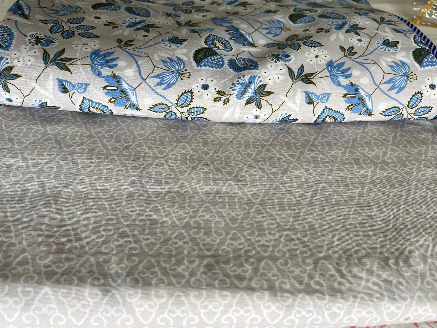 Blue Floral Cotton Single Dohar (Set of 2)