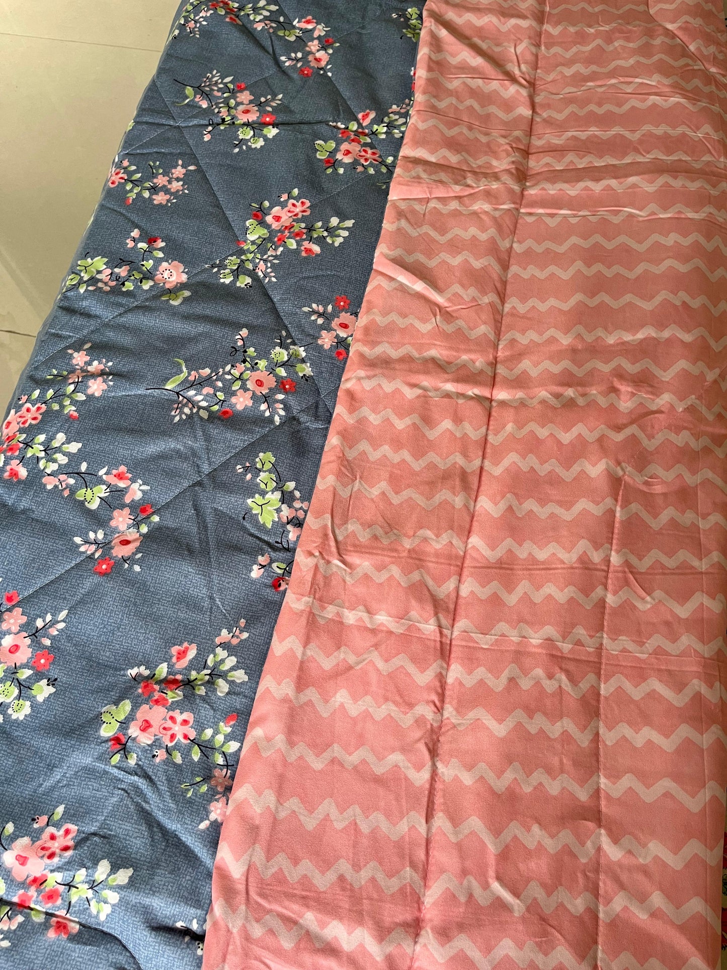 Blue and Pink Single Bed Comforter