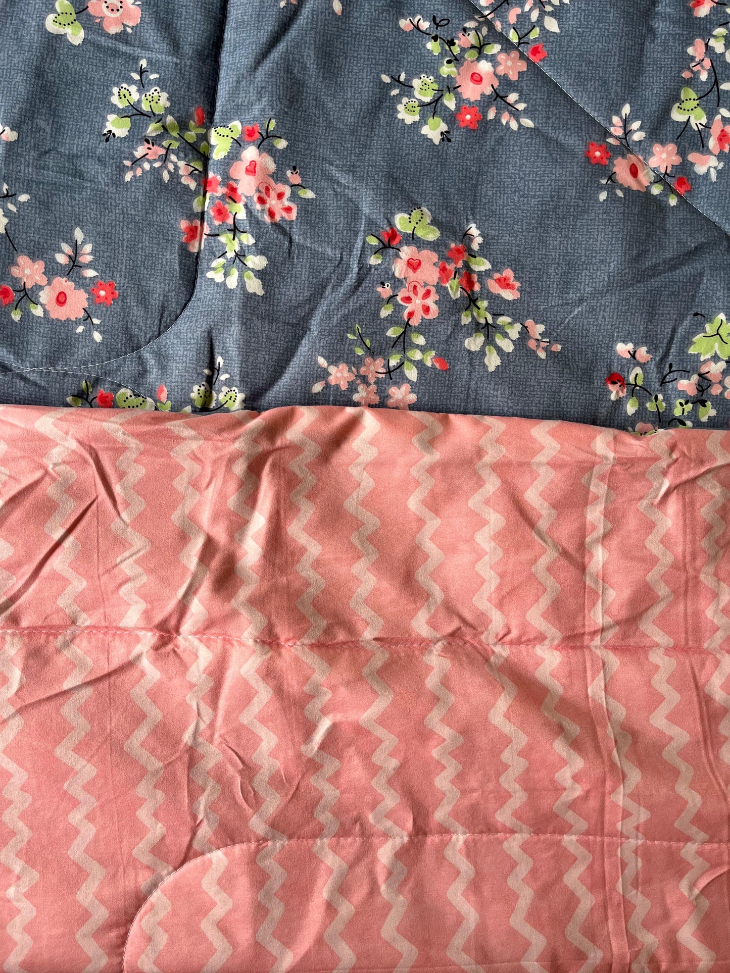 Blue and Pink Single Bed Comforter