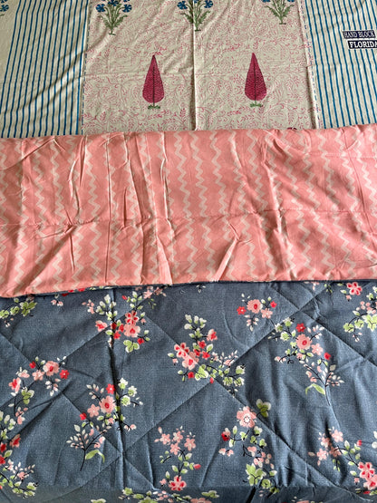 Blue and Pink Single Bed Comforter