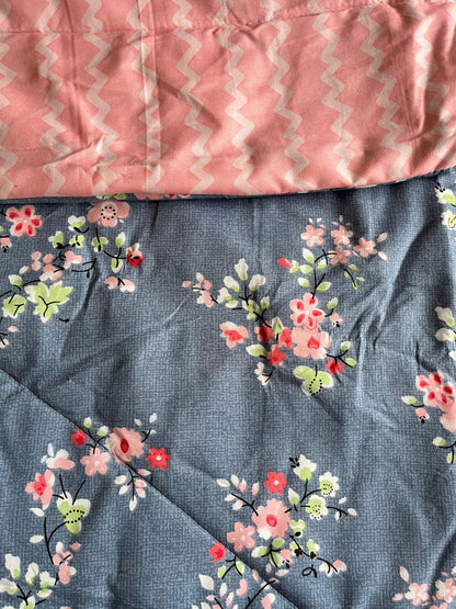 Blue and Pink Single Bed Comforter