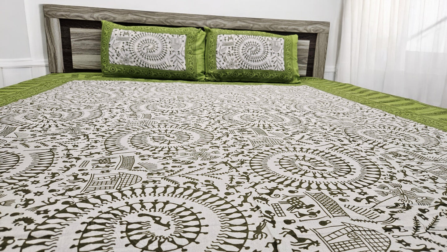 Tribal Print Double Bedsheet with 2 Pillow Cover