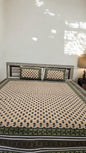 Brown Floral Double Bedsheet with 2 Pillow Cover