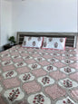 Handblock Pink Floral Double Bedsheet