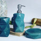 Green Diamond Ceramic Bathroom Set – 3-Piece Elegant Bath Accessories