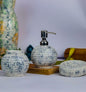 White and Blue Floral Ceramic Bathroom Set