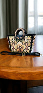 Beige Floral Black Kashmiri Embroidery Bag