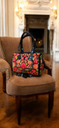 Red and Pink Floral Black  Kashmiri Embroidery Bag