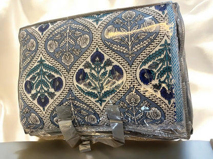 Blue Abstract Cotton Single Dohar (Set of 2)