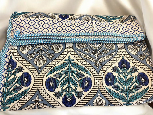 Blue Abstract Cotton Single Dohar (Set of 2)