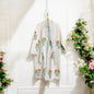 Yellow Sunflower Print White Handblock Bathrobe – 100% Cotton, Soft and Elegant