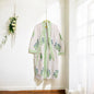 Green and Blue Floral White Handblock Bathrobe – 100% Cotton, Comfortable and Elegant