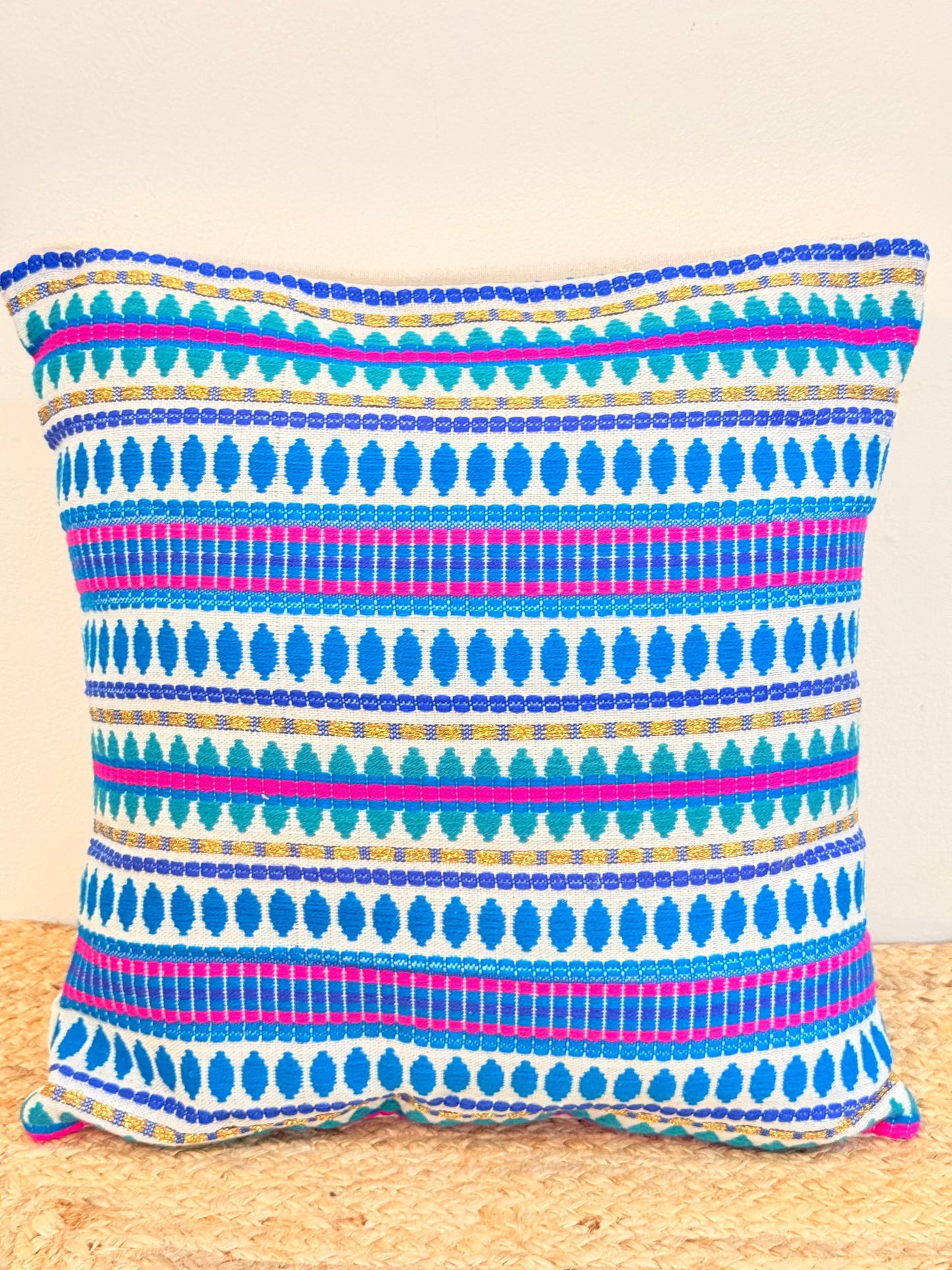 Pastel Blue Jacquard Cotton Decorative Cushion Cover – Elegant Throw Pillow Cover