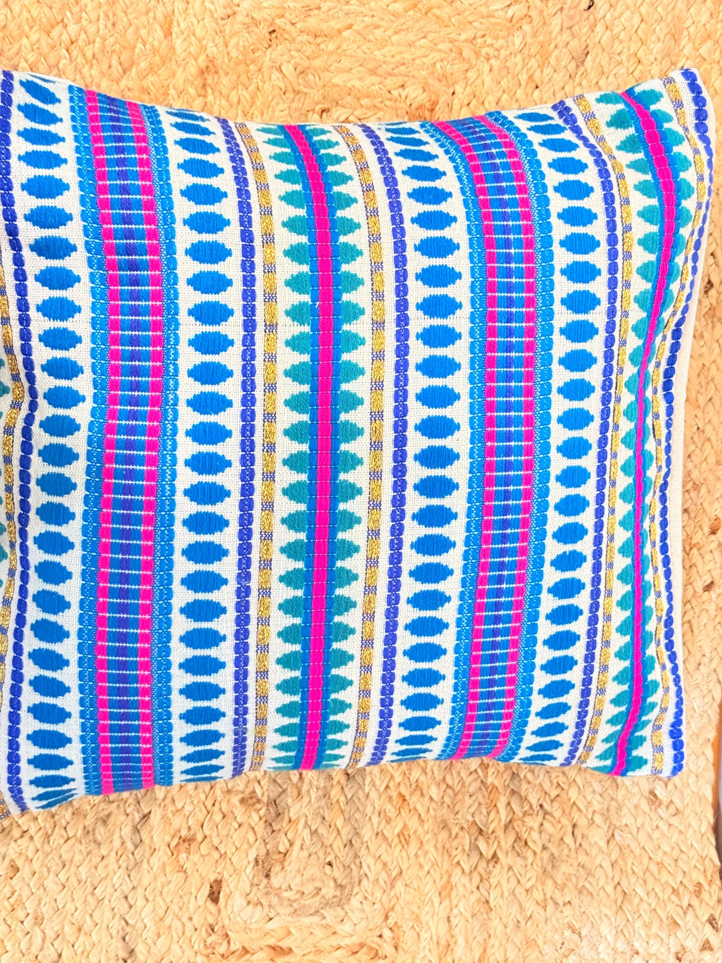 Pastel Blue Jacquard Cotton Decorative Cushion Cover – Elegant Throw Pillow Cover