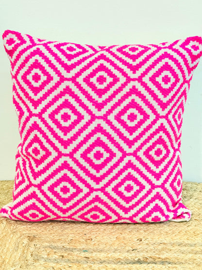 Pink Embroidery Jacquard Cotton Decorative Cushion Cover –  Elegant Cushion Covers