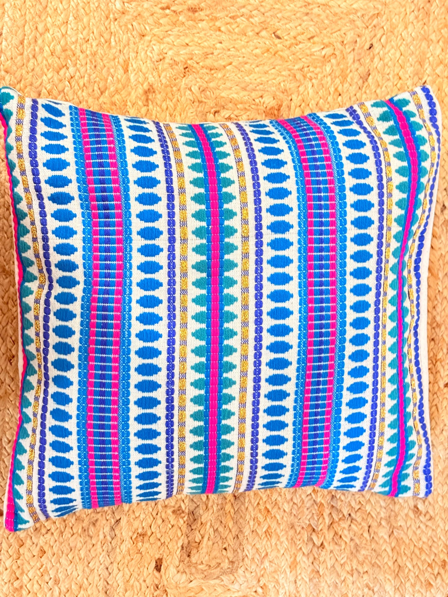 Pastel Blue Jacquard Cotton Decorative Cushion Cover – Elegant Throw Pillow Cover