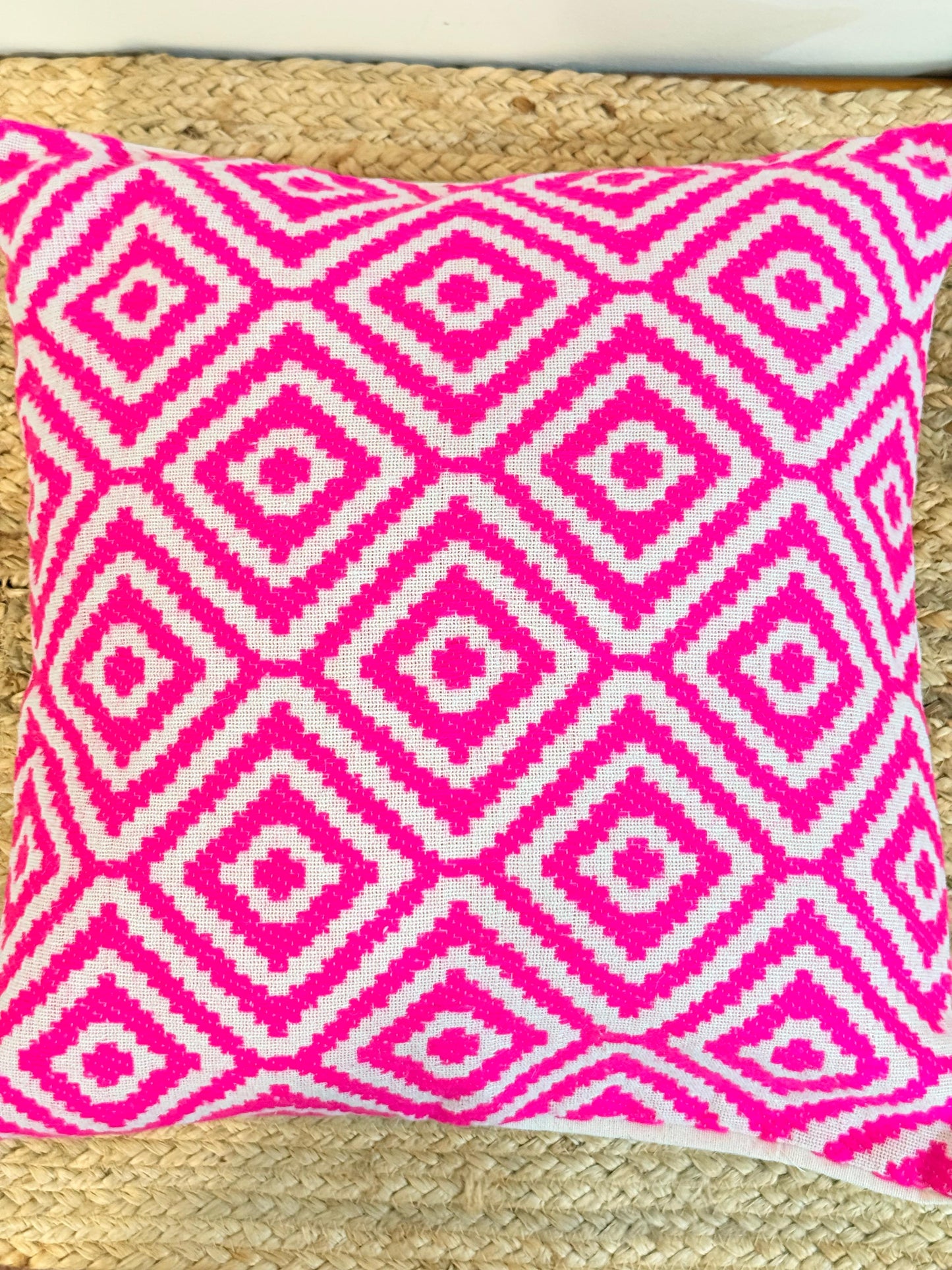 Pink Embroidery Jacquard Cotton Decorative Cushion Cover –  Elegant Cushion Covers