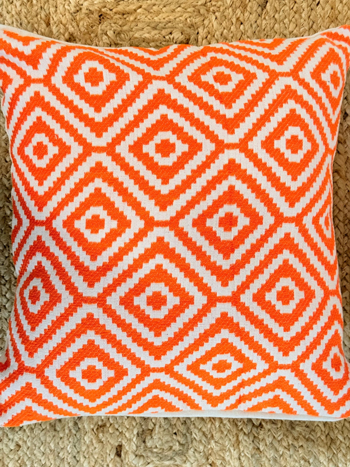 Orange Embroidery Jacquard Cotton Decorative Cushion Cover – Elegant Throw Pillow Cover