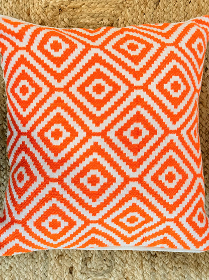 Orange Embroidery Jacquard Cotton Decorative Cushion Cover – Elegant Throw Pillow Cover
