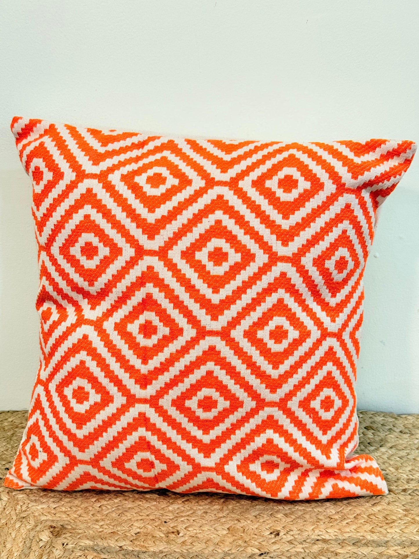 Orange Embroidery Jacquard Cotton Decorative Cushion Cover – Elegant Throw Pillow Cover