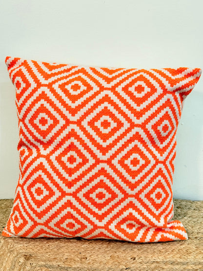Orange Embroidery Jacquard Cotton Decorative Cushion Cover – Elegant Throw Pillow Cover
