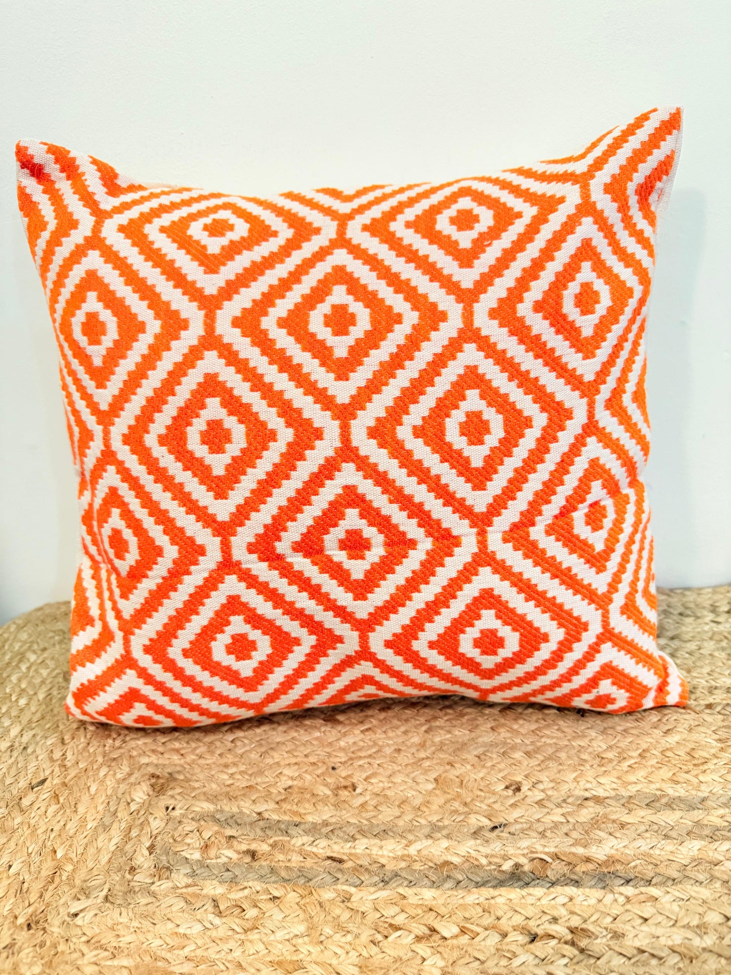 Orange Embroidery Jacquard Cotton Decorative Cushion Cover – Elegant Throw Pillow Cover