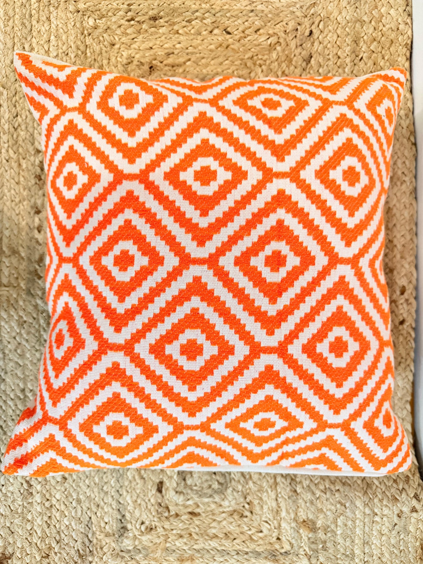Orange Embroidery Jacquard Cotton Decorative Cushion Cover – Elegant Throw Pillow Cover