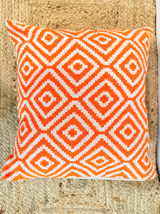 Orange Embroidery Jacquard Cotton Decorative Cushion Cover – Elegant Throw Pillow Cover