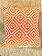 Orange Embroidery Jacquard Cotton Decorative Cushion Cover – Elegant Throw Pillow Cover