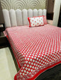 Red Strawberry Handblock Quilted Reversible Bedcover with 2 Pillow Covers – Premium Cotton Bedding Set