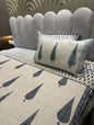 White and Grey Leaves Handblock Quilted Reversible Bedcover with 2 Pillow Covers – Elegant and Eco-Friendly Bedding
