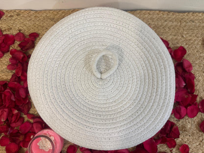 White Jute Organiser with Cap – Set of 2 Covered Storage Baskets