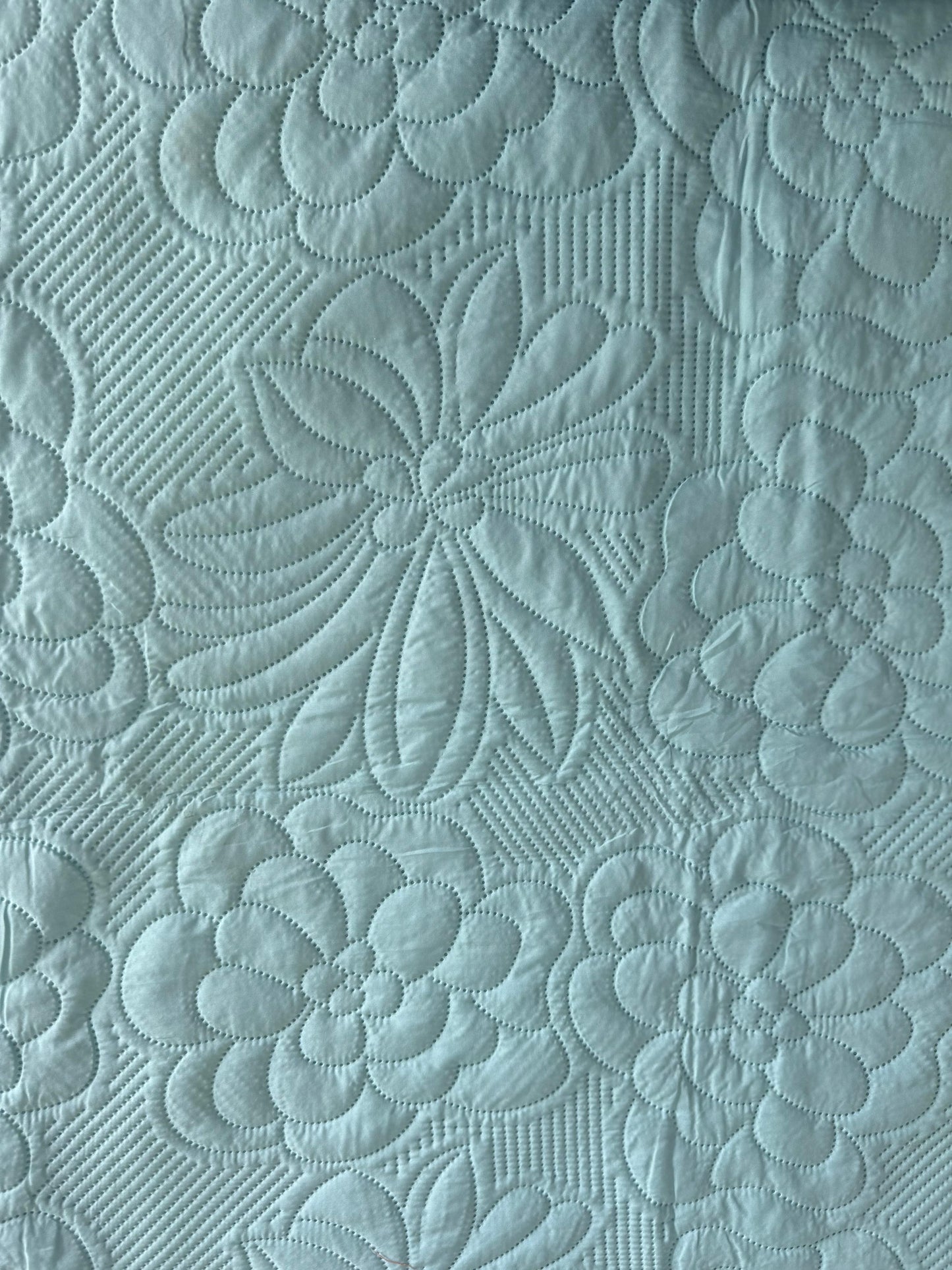 Blue Solid Quilted Cotton Bedcover with 2 Pillow Covers