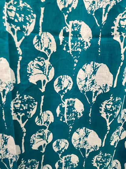 Blue Floral Handblock Print Curtains (Set of 2)