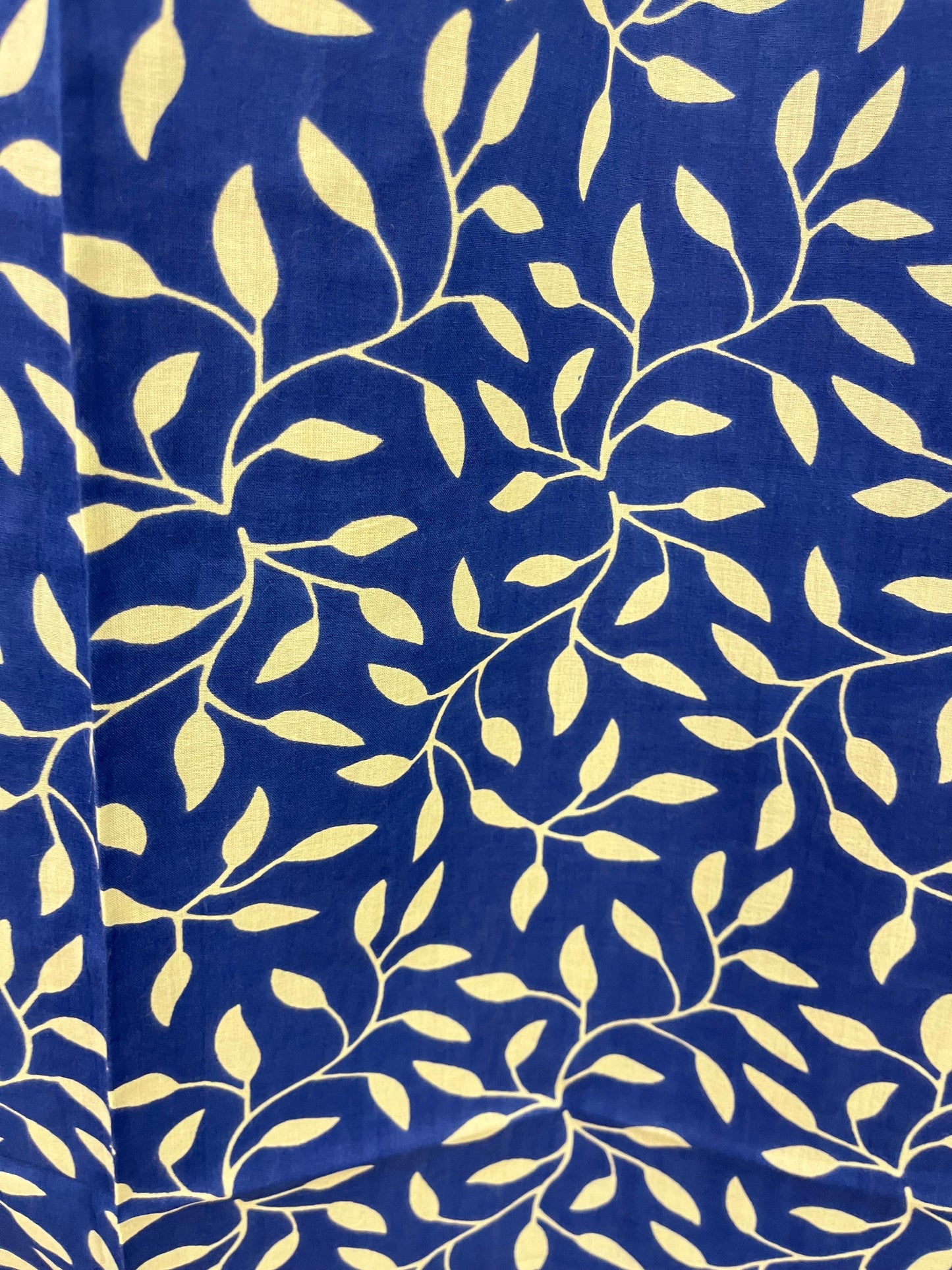 Blue and White Floral Handblock Print Cotton Curtains (7 Ft, Set of 2)