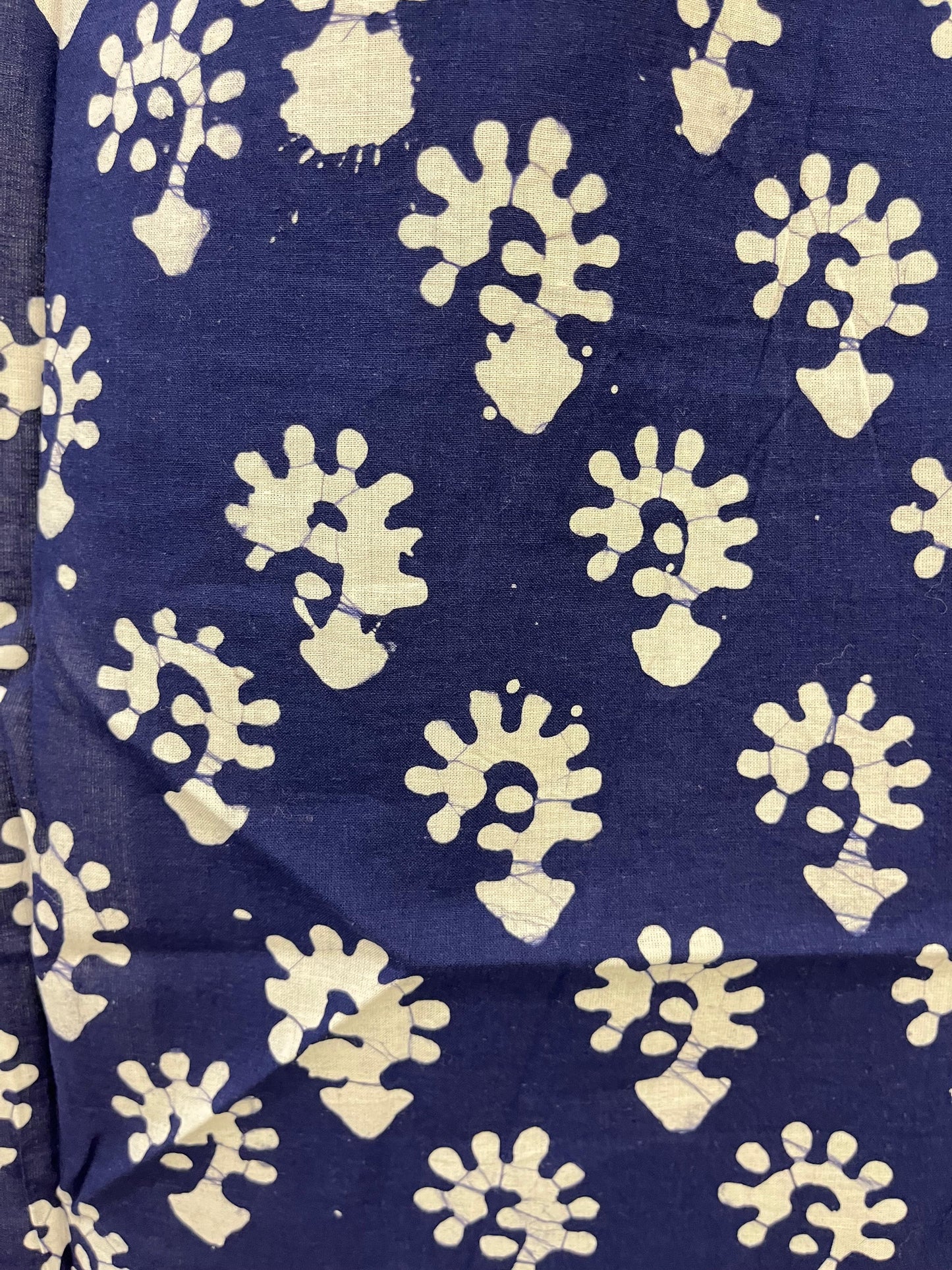 Dark Blue Floral Handblock Print Curtain