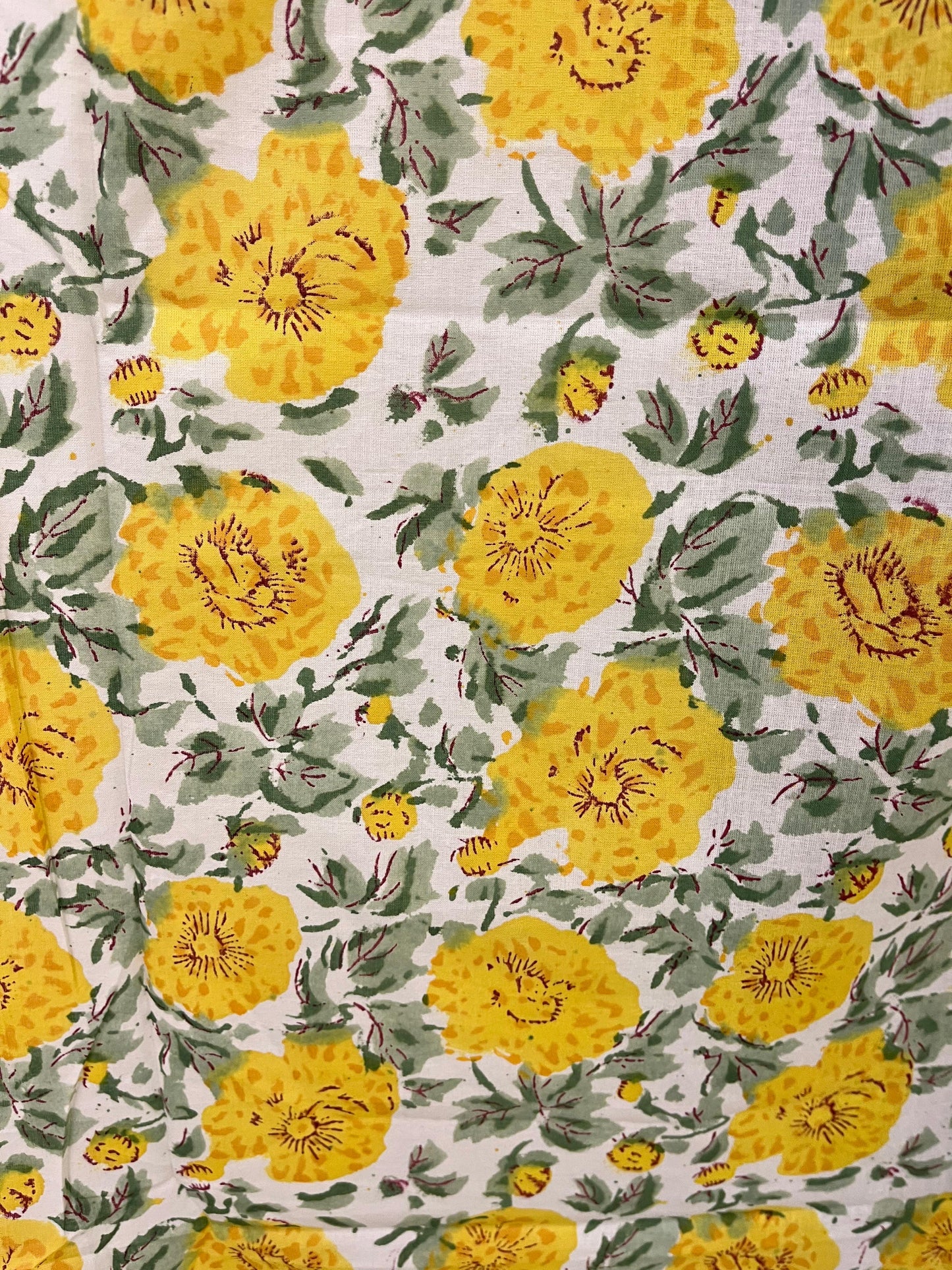 Yellow Floral Handblock Print Curtains