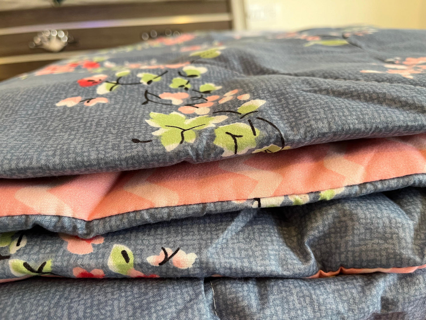Blue and Pink Single Bed Comforter