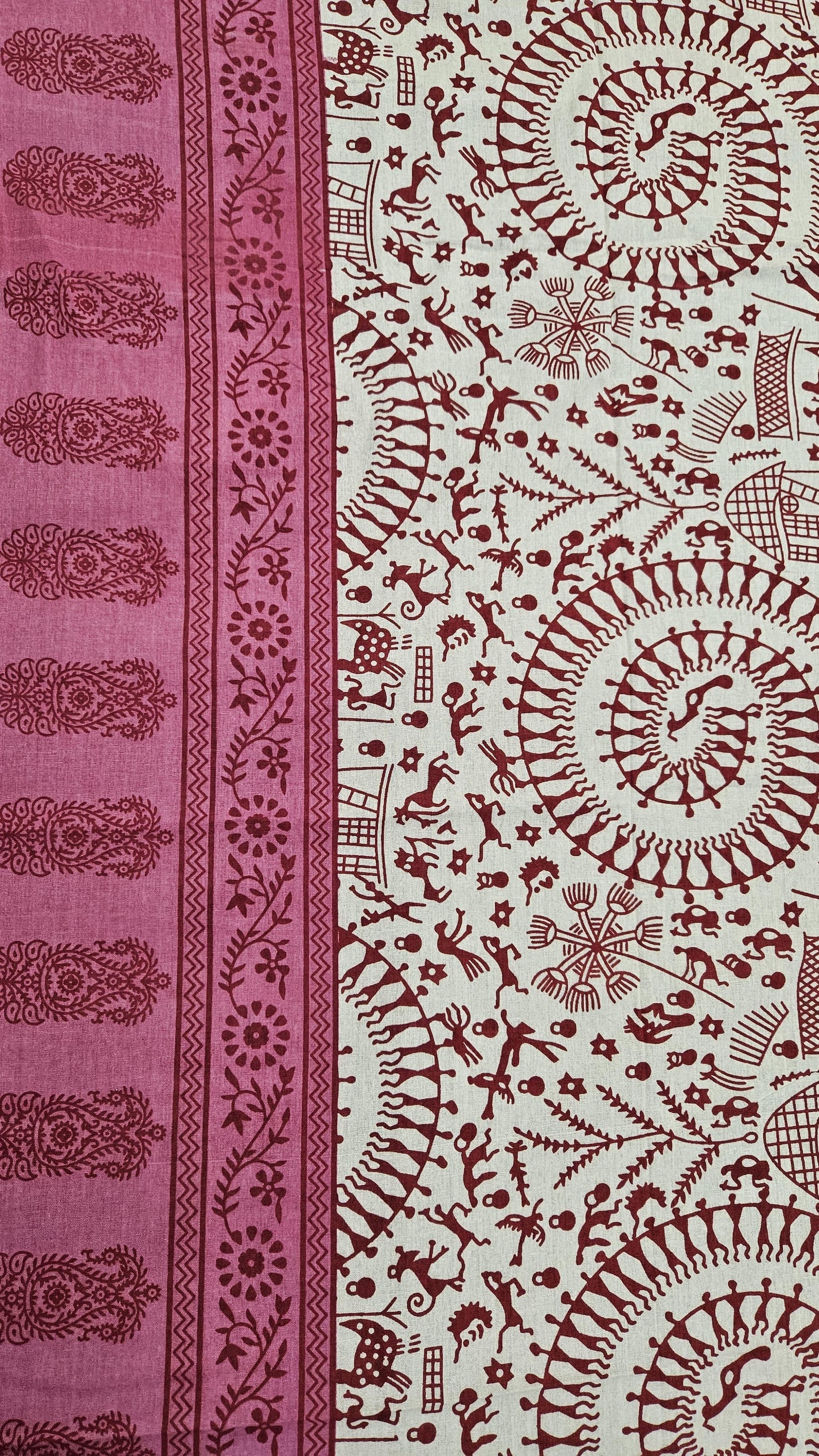 Pink Tribal Print Double Bedsheet with 2 Pillow Cover