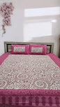 Pink Tribal Print Double Bedsheet with 2 Pillow Cover