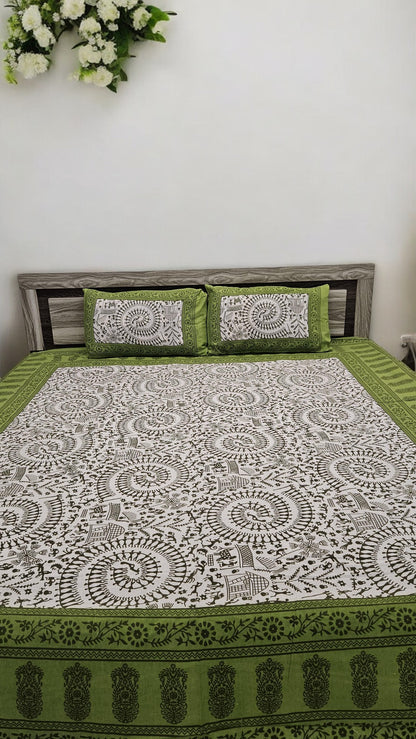 Tribal Print Double Bedsheet with 2 Pillow Cover