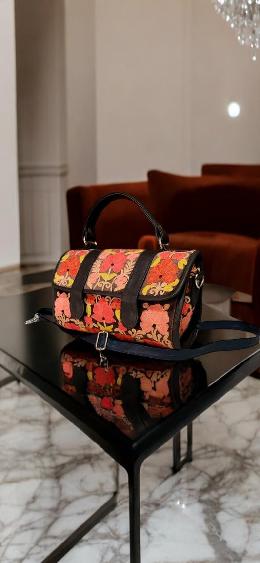 Sling Bag with Brown Kashmiri Embroidery