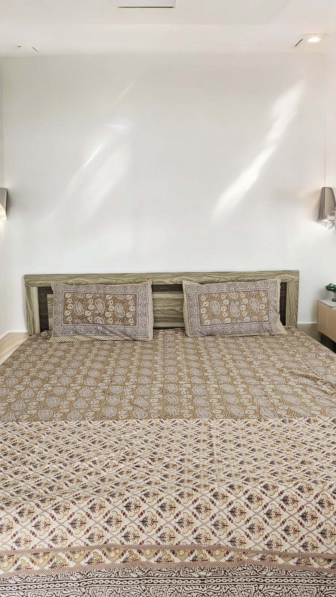 Gold Floral Cotton Single Dohar (Set of 2)