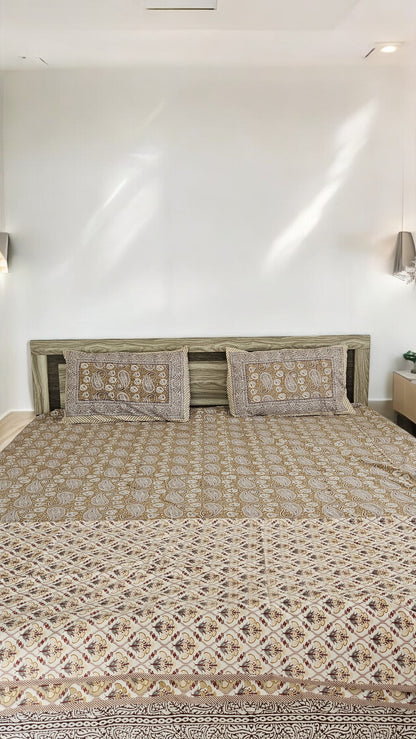 Gold Floral Cotton Single Dohar (Set of 2)
